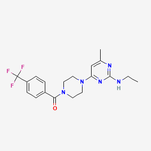 molecular formula C19H22F3N5O B4460026 N-ethyl-4-methyl-6-{4-[4-(trifluoromethyl)benzoyl]-1-piperazinyl}-2-pyrimidinamine 
