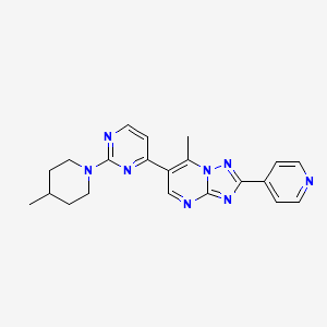 molecular formula C21H22N8 B4460028 7-methyl-6-[2-(4-methyl-1-piperidinyl)-4-pyrimidinyl]-2-(4-pyridinyl)[1,2,4]triazolo[1,5-a]pyrimidine 