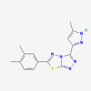 molecular formula C15H14N6S B4460029 6-(3,4-dimethylphenyl)-3-(3-methyl-1H-pyrazol-5-yl)[1,2,4]triazolo[3,4-b][1,3,4]thiadiazole 