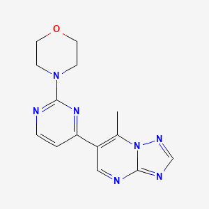 molecular formula C14H15N7O B4460049 7-methyl-6-[2-(4-morpholinyl)-4-pyrimidinyl][1,2,4]triazolo[1,5-a]pyrimidine 