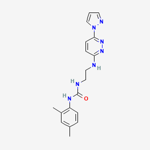 molecular formula C18H21N7O B4460053 N-(2,4-dimethylphenyl)-N'-(2-{[6-(1H-pyrazol-1-yl)-3-pyridazinyl]amino}ethyl)urea 