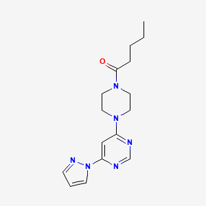 molecular formula C16H22N6O B4460067 4-(4-pentanoyl-1-piperazinyl)-6-(1H-pyrazol-1-yl)pyrimidine 