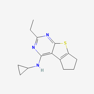 molecular formula C14H17N3S B4460068 N-cyclopropyl-2-ethyl-6,7-dihydro-5H-cyclopenta[4,5]thieno[2,3-d]pyrimidin-4-amine 