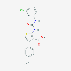 molecular formula C21H19ClN2O3S B446008 Methyl 2-{[(3-chloroanilino)carbonyl]amino}-4-(4-ethylphenyl)-3-thiophenecarboxylate 