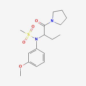 molecular formula C16H24N2O4S B4460116 N-(3-methoxyphenyl)-N-[1-(1-pyrrolidinylcarbonyl)propyl]methanesulfonamide 