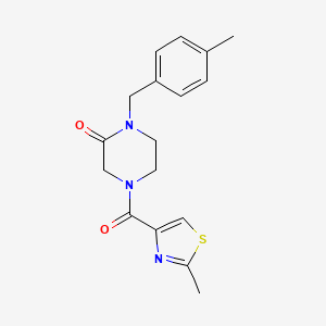 molecular formula C17H19N3O2S B4460141 1-(4-methylbenzyl)-4-[(2-methyl-1,3-thiazol-4-yl)carbonyl]piperazin-2-one 