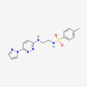 molecular formula C16H18N6O2S B4460158 4-methyl-N-(2-{[6-(1H-pyrazol-1-yl)-3-pyridazinyl]amino}ethyl)benzenesulfonamide 