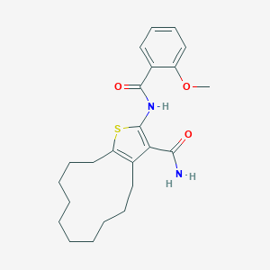 molecular formula C23H30N2O3S B446016 2-[(2-Methoxybenzoyl)amino]-4,5,6,7,8,9,10,11,12,13-decahydrocyclododeca[b]thiophene-3-carboxamide 