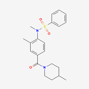 molecular formula C21H26N2O3S B4460170 N-methyl-N-{2-methyl-4-[(4-methyl-1-piperidinyl)carbonyl]phenyl}benzenesulfonamide 