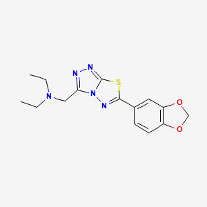 molecular formula C15H17N5O2S B4460203 N-{[6-(1,3-benzodioxol-5-yl)[1,2,4]triazolo[3,4-b][1,3,4]thiadiazol-3-yl]methyl}-N-ethylethanamine 