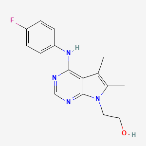 molecular formula C16H17FN4O B4460207 2-{4-[(4-fluorophenyl)amino]-5,6-dimethyl-7H-pyrrolo[2,3-d]pyrimidin-7-yl}ethanol 