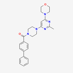 molecular formula C26H29N5O2 B4460219 4-{6-[4-(4-biphenylylcarbonyl)-1-piperazinyl]-2-methyl-4-pyrimidinyl}morpholine 