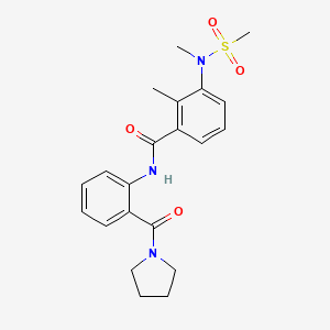 molecular formula C21H25N3O4S B4460225 2-methyl-3-[methyl(methylsulfonyl)amino]-N-[2-(1-pyrrolidinylcarbonyl)phenyl]benzamide 