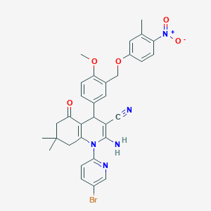 2-Amino-1-(5-bromopyridin-2-yl)-4-[3-({4-nitro-3-methylphenoxy}methyl)-4-methoxyphenyl]-7,7-dimethyl-5-oxo-1,4,5,6,7,8-hexahydroquinoline-3-carbonitrile