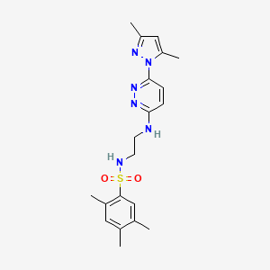 molecular formula C20H26N6O2S B4460234 N-(2-{[6-(3,5-dimethyl-1H-pyrazol-1-yl)-3-pyridazinyl]amino}ethyl)-2,4,5-trimethylbenzenesulfonamide 