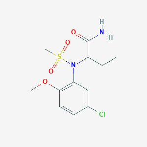 molecular formula C12H17ClN2O4S B4460273 2-[(5-chloro-2-methoxyphenyl)(methylsulfonyl)amino]butanamide 