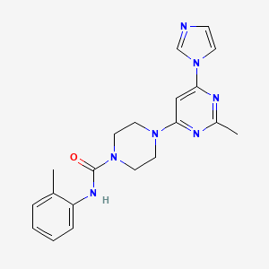molecular formula C20H23N7O B4460275 4-[6-(1H-imidazol-1-yl)-2-methyl-4-pyrimidinyl]-N-(2-methylphenyl)-1-piperazinecarboxamide 