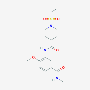 molecular formula C17H25N3O5S B4460282 1-(ethylsulfonyl)-N-{2-methoxy-5-[(methylamino)carbonyl]phenyl}-4-piperidinecarboxamide 