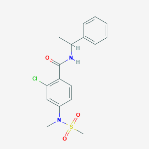 molecular formula C17H19ClN2O3S B4460306 2-chloro-4-[methyl(methylsulfonyl)amino]-N-(1-phenylethyl)benzamide 