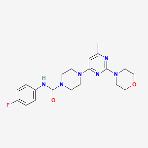 molecular formula C20H25FN6O2 B4460328 N-(4-fluorophenyl)-4-[6-methyl-2-(4-morpholinyl)-4-pyrimidinyl]-1-piperazinecarboxamide 
