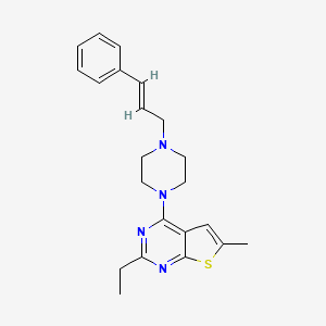 molecular formula C22H26N4S B4460358 2-ethyl-6-methyl-4-[4-(3-phenyl-2-propen-1-yl)-1-piperazinyl]thieno[2,3-d]pyrimidine 