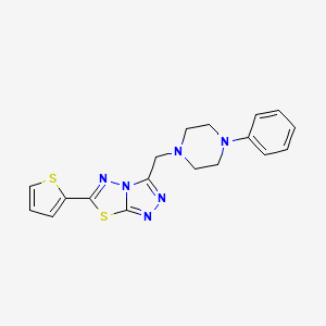 molecular formula C18H18N6S2 B4460398 3-[(4-phenyl-1-piperazinyl)methyl]-6-(2-thienyl)[1,2,4]triazolo[3,4-b][1,3,4]thiadiazole 