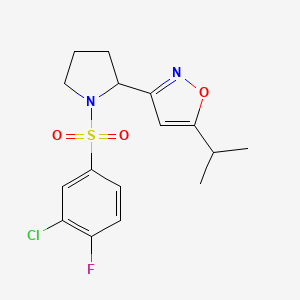 molecular formula C16H18ClFN2O3S B4460403 3-{1-[(3-chloro-4-fluorophenyl)sulfonyl]-2-pyrrolidinyl}-5-isopropylisoxazole 