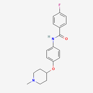 molecular formula C19H21FN2O2 B4460426 4-fluoro-N-{4-[(1-methyl-4-piperidinyl)oxy]phenyl}benzamide 