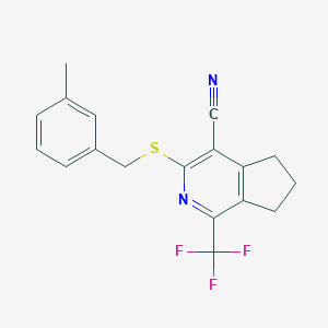 molecular formula C18H15F3N2S B446048 3-[(3-methylbenzyl)sulfanyl]-1-(trifluoromethyl)-6,7-dihydro-5H-cyclopenta[c]pyridine-4-carbonitrile 