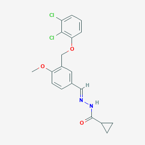 molecular formula C19H18Cl2N2O3 B446049 N'-{3-[(2,3-dichlorophenoxy)methyl]-4-methoxybenzylidene}cyclopropanecarbohydrazide 