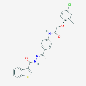 molecular formula C26H22ClN3O3S B446050 N-{4-[N-(1-benzothien-3-ylcarbonyl)ethanehydrazonoyl]phenyl}-2-(4-chloro-2-methylphenoxy)acetamide 