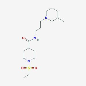 molecular formula C17H33N3O3S B4460529 1-(ethylsulfonyl)-N-[3-(3-methyl-1-piperidinyl)propyl]-4-piperidinecarboxamide 