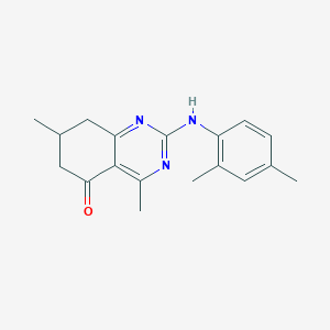 molecular formula C18H21N3O B4460534 2-[(2,4-dimethylphenyl)amino]-4,7-dimethyl-7,8-dihydro-5(6H)-quinazolinone 