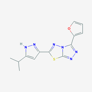 molecular formula C13H12N6OS B4460552 3-(2-furyl)-6-(3-isopropyl-1H-pyrazol-5-yl)[1,2,4]triazolo[3,4-b][1,3,4]thiadiazole 