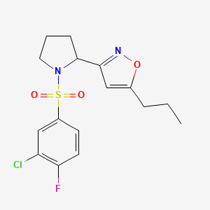 molecular formula C16H18ClFN2O3S B4460583 3-{1-[(3-chloro-4-fluorophenyl)sulfonyl]-2-pyrrolidinyl}-5-propylisoxazole 