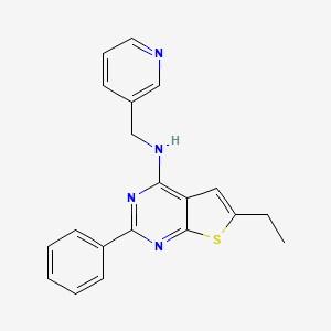 molecular formula C20H18N4S B4460586 6-ethyl-2-phenyl-N-(3-pyridinylmethyl)thieno[2,3-d]pyrimidin-4-amine 