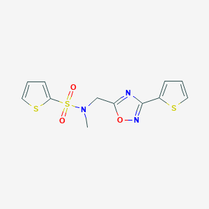 molecular formula C12H11N3O3S3 B4460595 N-methyl-N-{[3-(2-thienyl)-1,2,4-oxadiazol-5-yl]methyl}-2-thiophenesulfonamide 