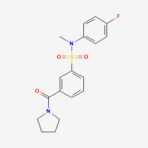 molecular formula C18H19FN2O3S B4460646 N-(4-fluorophenyl)-N-methyl-3-(1-pyrrolidinylcarbonyl)benzenesulfonamide 