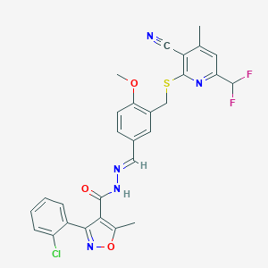 3-(2-chlorophenyl)-N'-[3-({[3-cyano-6-(difluoromethyl)-4-methyl-2-pyridinyl]sulfanyl}methyl)-4-methoxybenzylidene]-5-methyl-4-isoxazolecarbohydrazide