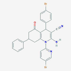 molecular formula C27H20Br2N4O B446067 2-Amino-4-(4-bromophenyl)-1-(5-bromopyridin-2-yl)-5-oxo-7-phenyl-1,4,5,6,7,8-hexahydroquinoline-3-carbonitrile 