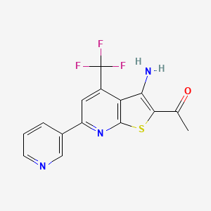 molecular formula C15H10F3N3OS B4460673 1-[3-amino-6-(3-pyridinyl)-4-(trifluoromethyl)thieno[2,3-b]pyridin-2-yl]ethanone 