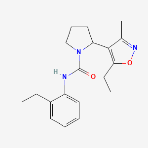 molecular formula C19H25N3O2 B4460689 2-(5-ethyl-3-methyl-4-isoxazolyl)-N-(2-ethylphenyl)-1-pyrrolidinecarboxamide 