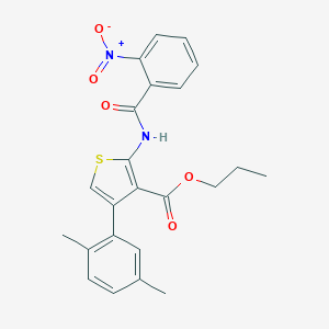 molecular formula C23H22N2O5S B446073 Propyl 4-(2,5-dimethylphenyl)-2-({2-nitrobenzoyl}amino)-3-thiophenecarboxylate 