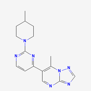 molecular formula C16H19N7 B4460730 7-methyl-6-[2-(4-methyl-1-piperidinyl)-4-pyrimidinyl][1,2,4]triazolo[1,5-a]pyrimidine 
