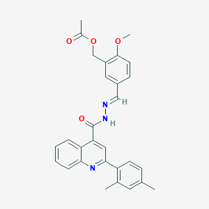 molecular formula C29H27N3O4 B446077 5-(2-{[2-(2,4-Dimethylphenyl)-4-quinolinyl]carbonyl}carbohydrazonoyl)-2-methoxybenzyl acetate 