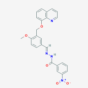 molecular formula C25H20N4O5 B446078 3-nitro-N'-{4-methoxy-3-[(8-quinolinyloxy)methyl]benzylidene}benzohydrazide 