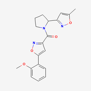 molecular formula C19H19N3O4 B4460782 5-(2-methoxyphenyl)-3-{[2-(5-methyl-3-isoxazolyl)-1-pyrrolidinyl]carbonyl}isoxazole 