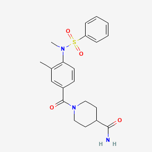 molecular formula C21H25N3O4S B4460787 1-{3-methyl-4-[methyl(phenylsulfonyl)amino]benzoyl}-4-piperidinecarboxamide 