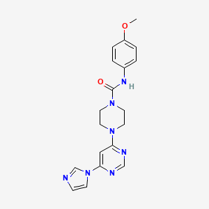 molecular formula C19H21N7O2 B4460837 4-[6-(1H-imidazol-1-yl)-4-pyrimidinyl]-N-(4-methoxyphenyl)-1-piperazinecarboxamide 