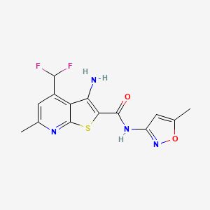 molecular formula C14H12F2N4O2S B4460847 3-amino-4-(difluoromethyl)-6-methyl-N-(5-methyl-3-isoxazolyl)thieno[2,3-b]pyridine-2-carboxamide 